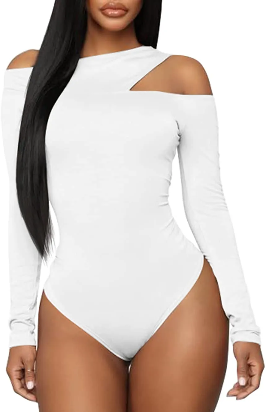 Black Cold Shoulder Cut Out Tank Bodysuit Top