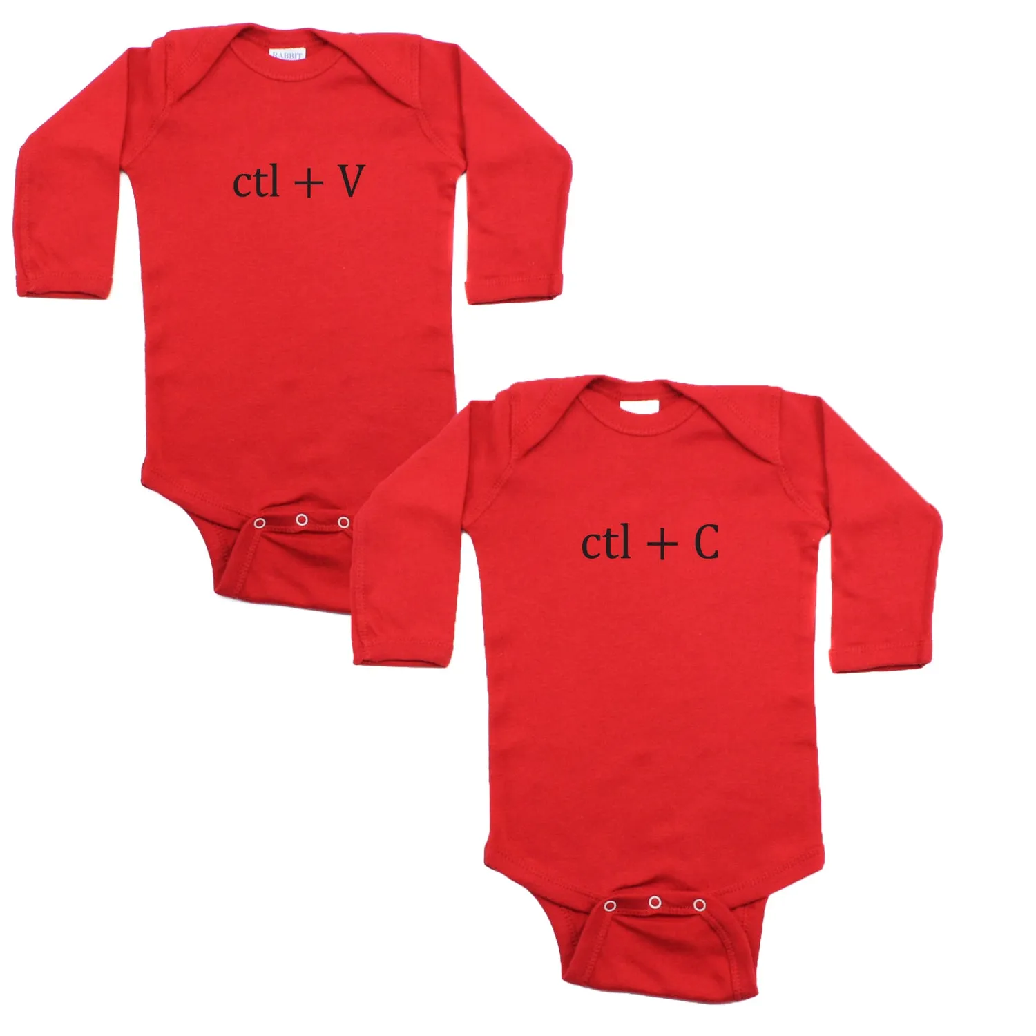 Black Copy (Ctl   C) / Paste (Ctl   V) Twin Set Long Sleeve Baby Infant Bodysuits