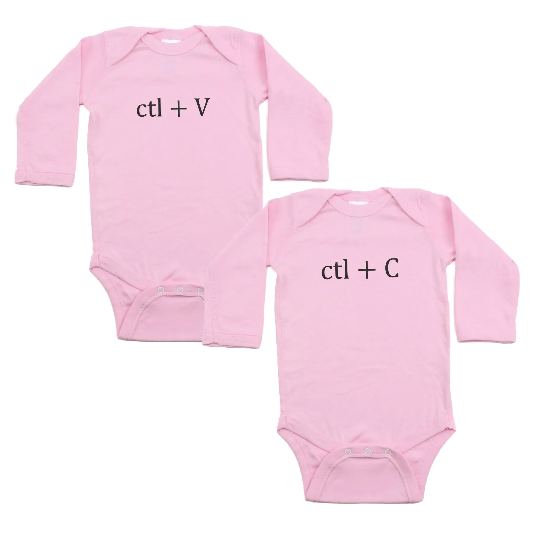Black Copy (Ctl   C) / Paste (Ctl   V) Twin Set Long Sleeve Baby Infant Bodysuits