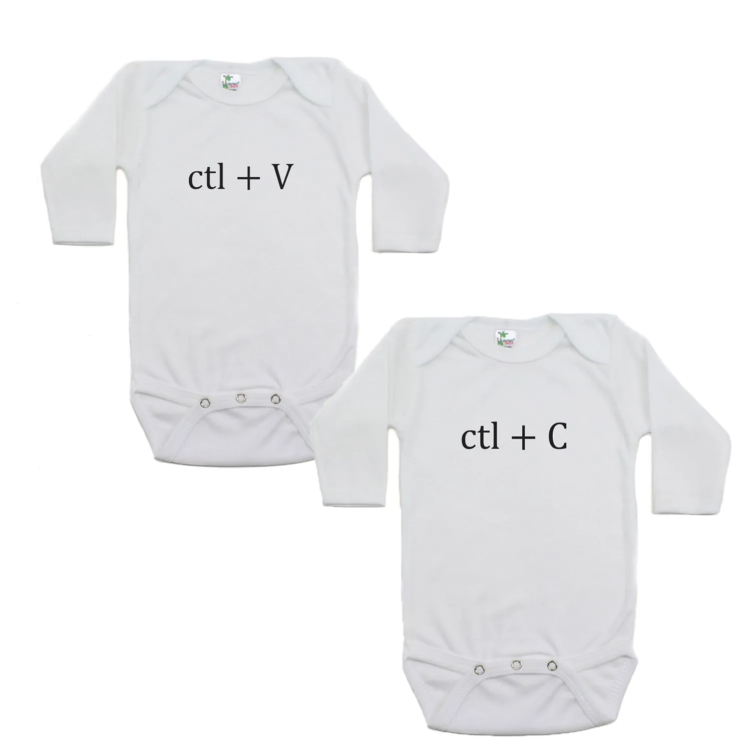 Black Copy (Ctl   C) / Paste (Ctl   V) Twin Set Long Sleeve Baby Infant Bodysuits