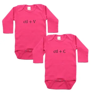 Black Copy (Ctl   C) / Paste (Ctl   V) Twin Set Long Sleeve Baby Infant Bodysuits