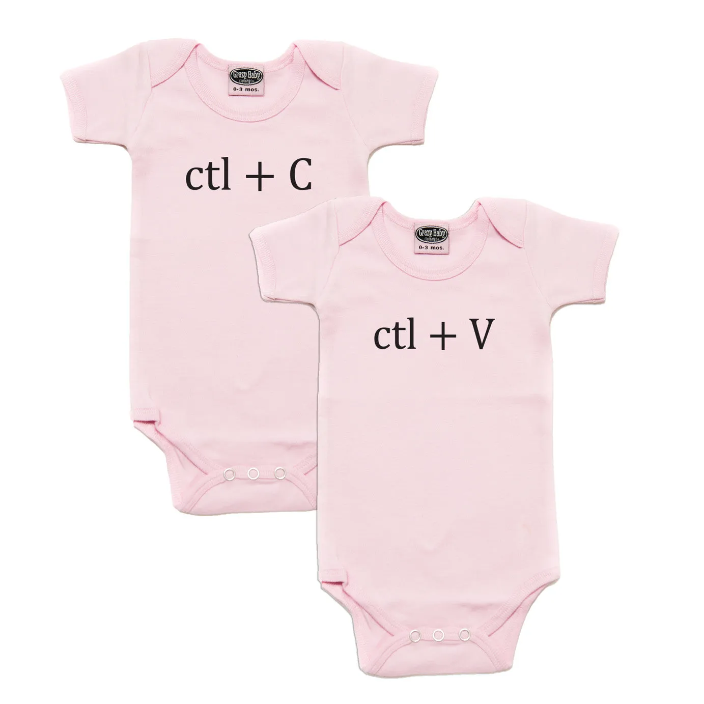 Black Copy (Ctl   C) / Paste (Ctl   V) Twin Set Short Sleeve Baby Infant Bodysuits
