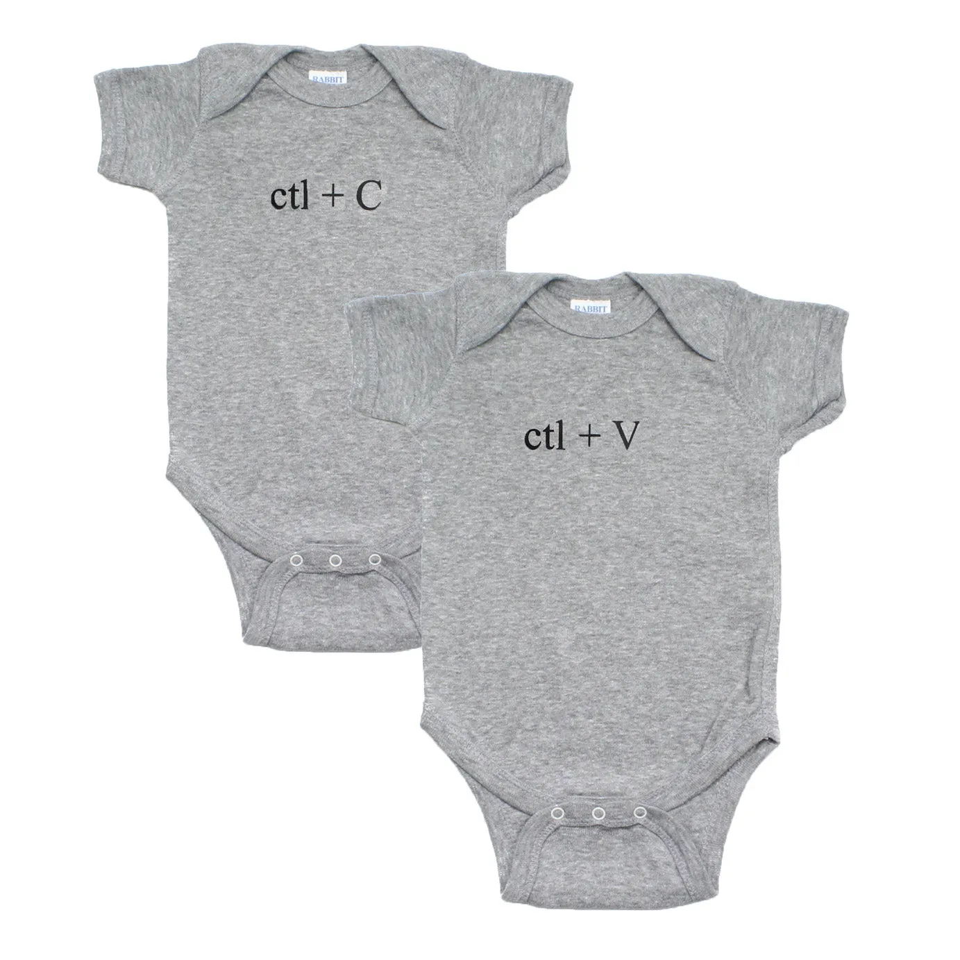 Black Copy (Ctl   C) / Paste (Ctl   V) Twin Set Short Sleeve Baby Infant Bodysuits