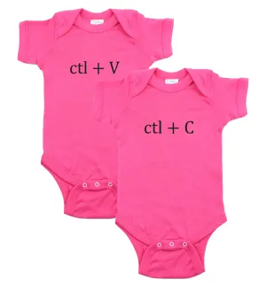 Black Copy (Ctl   C) / Paste (Ctl   V) Twin Set Short Sleeve Baby Infant Bodysuits