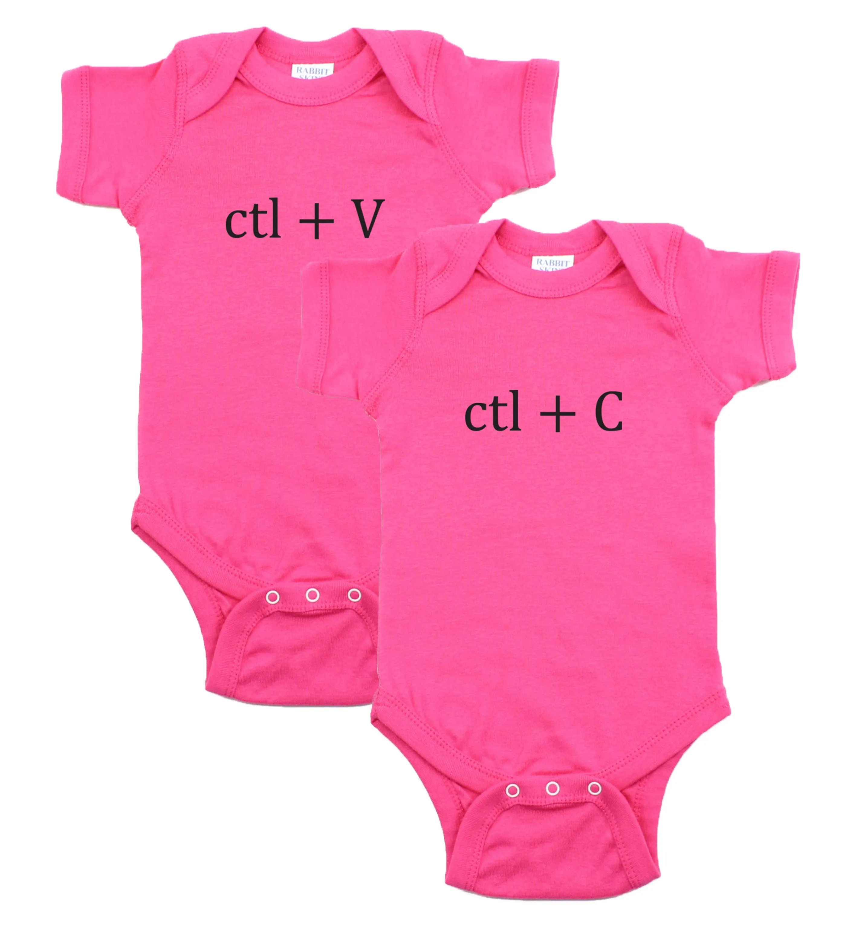 Black Copy (Ctl   C) / Paste (Ctl   V) Twin Set Short Sleeve Baby Infant Bodysuits