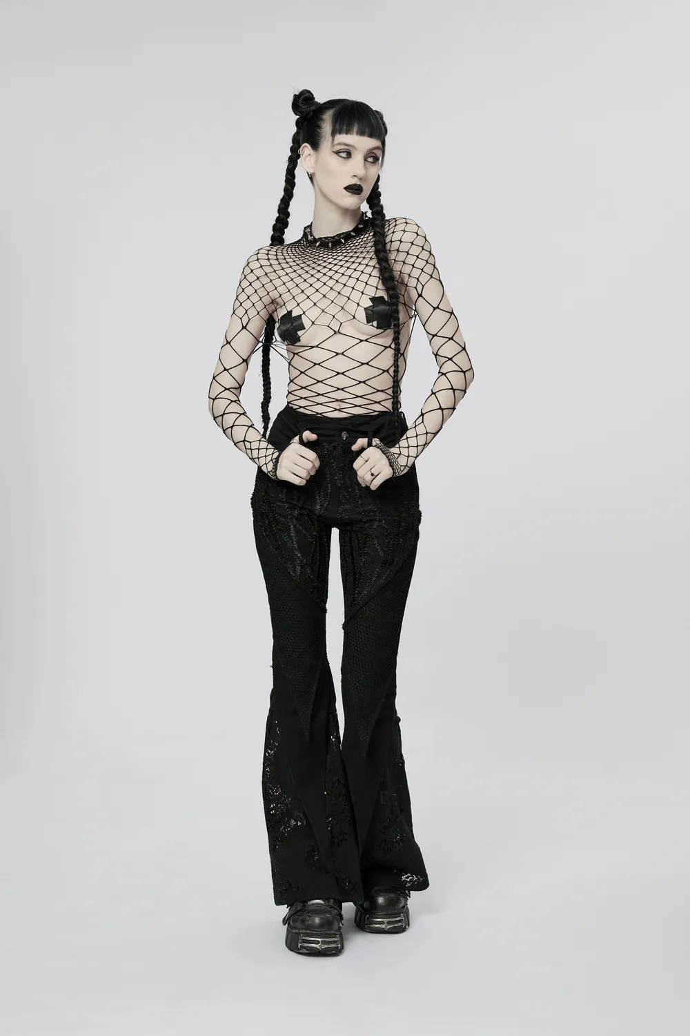 Black Diamond Mesh Bodysuit - Edgy and Stylish