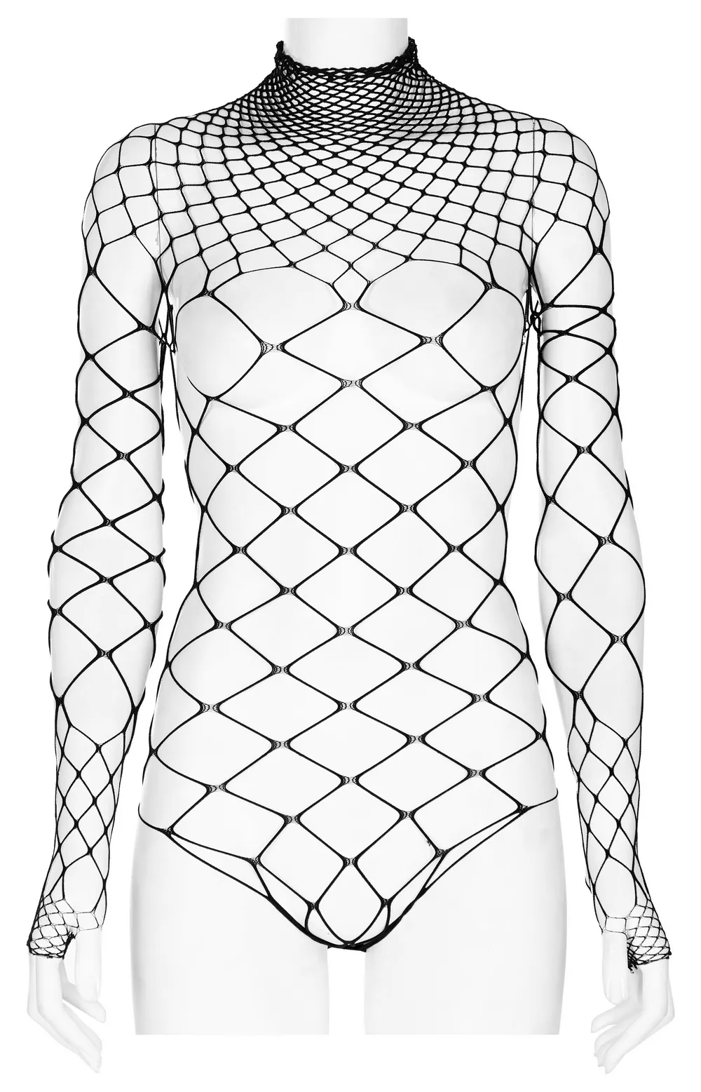 Black Diamond Mesh Bodysuit - Edgy and Stylish