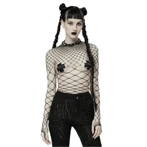 Black Diamond Mesh Bodysuit - Edgy and Stylish