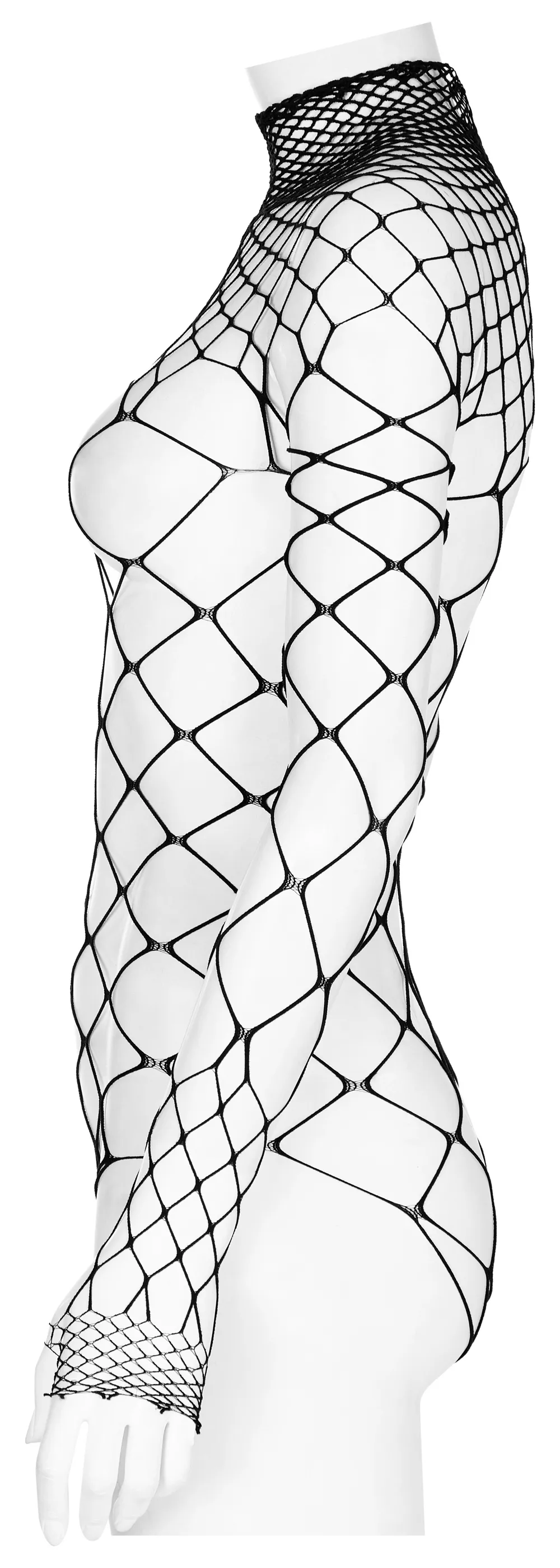 Black Diamond Mesh Bodysuit - Edgy and Stylish