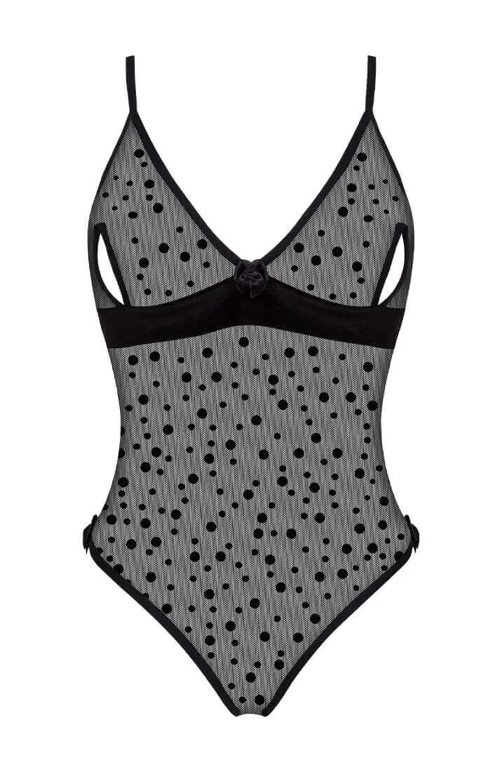 Black dotted lingerie bodysuit - Amalia