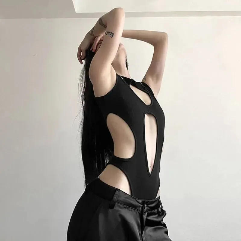 Black Goth Cut Out Bodysuit