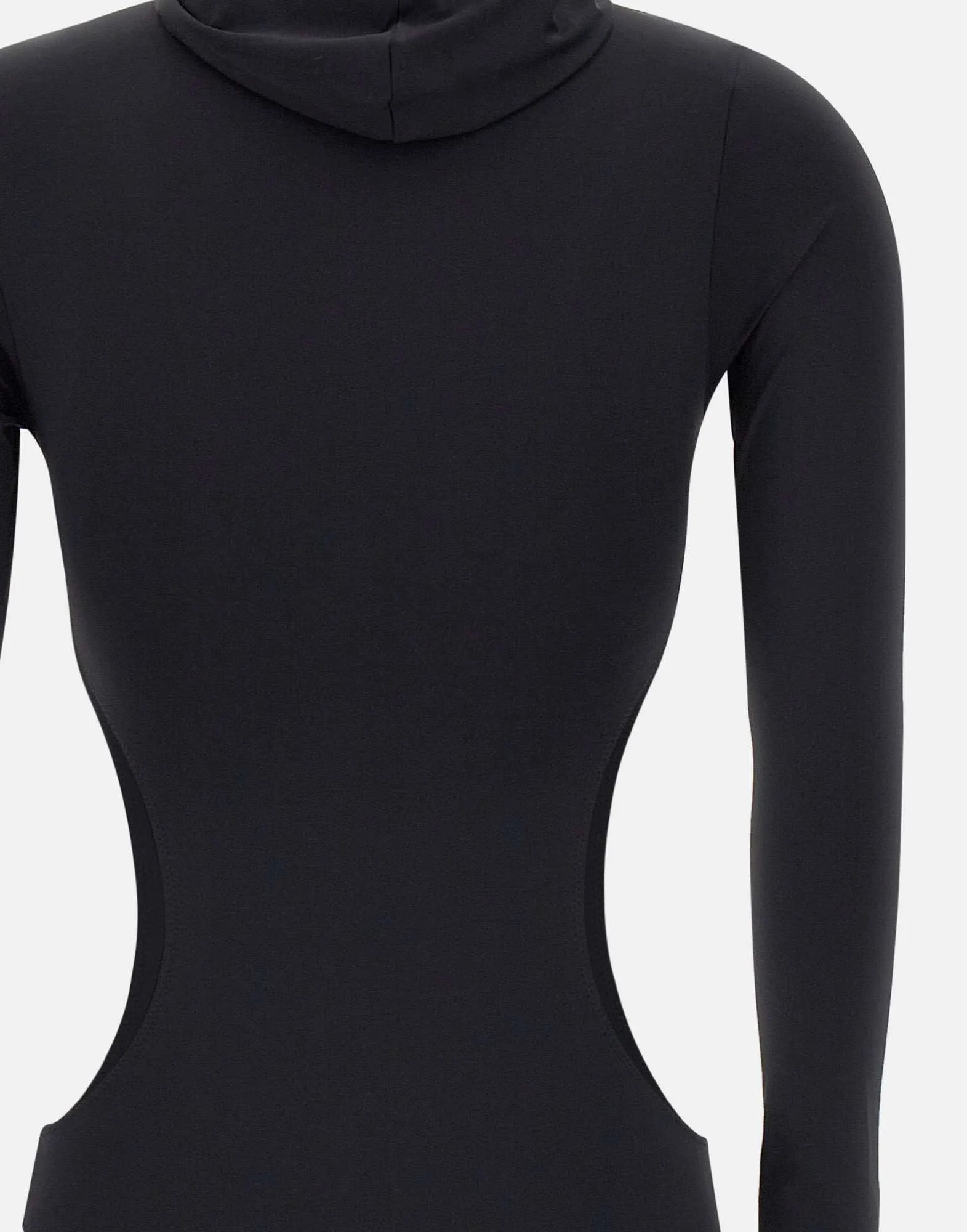 Black Hooded Cut-Out Bodysuit