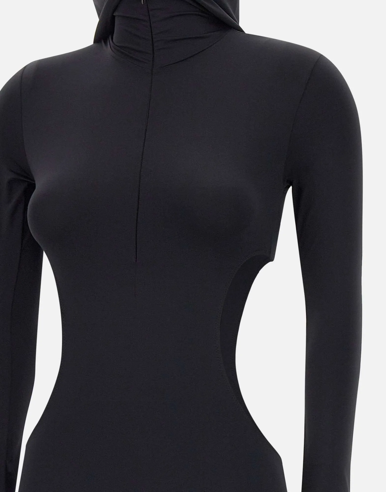 Black Hooded Cut-Out Bodysuit