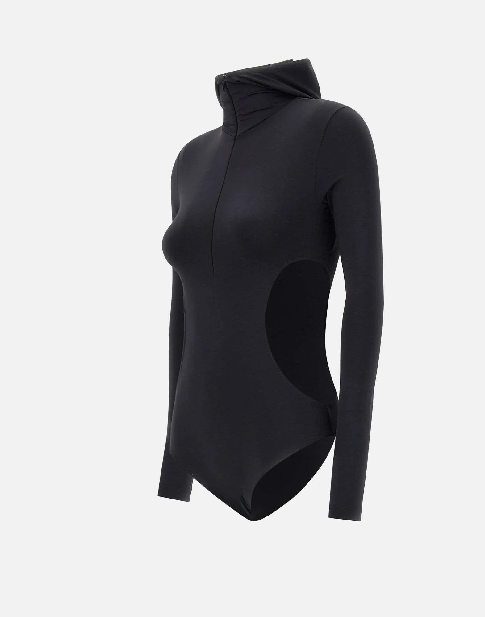 Black Hooded Cut-Out Bodysuit