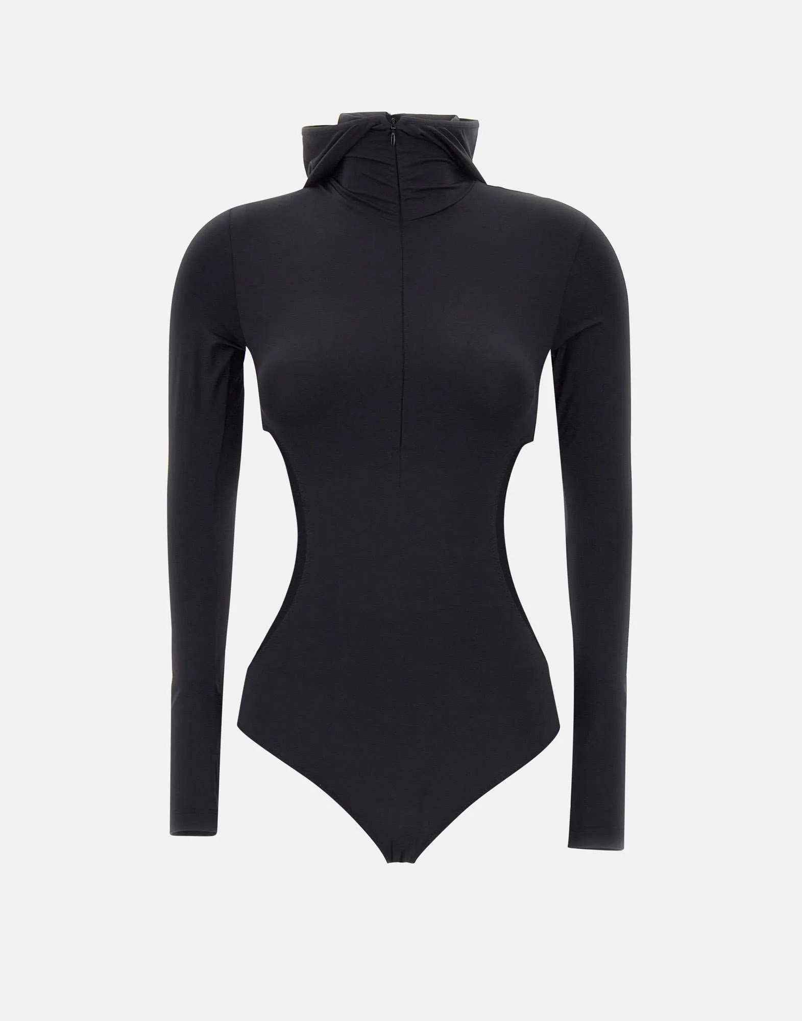 Black Hooded Cut-Out Bodysuit