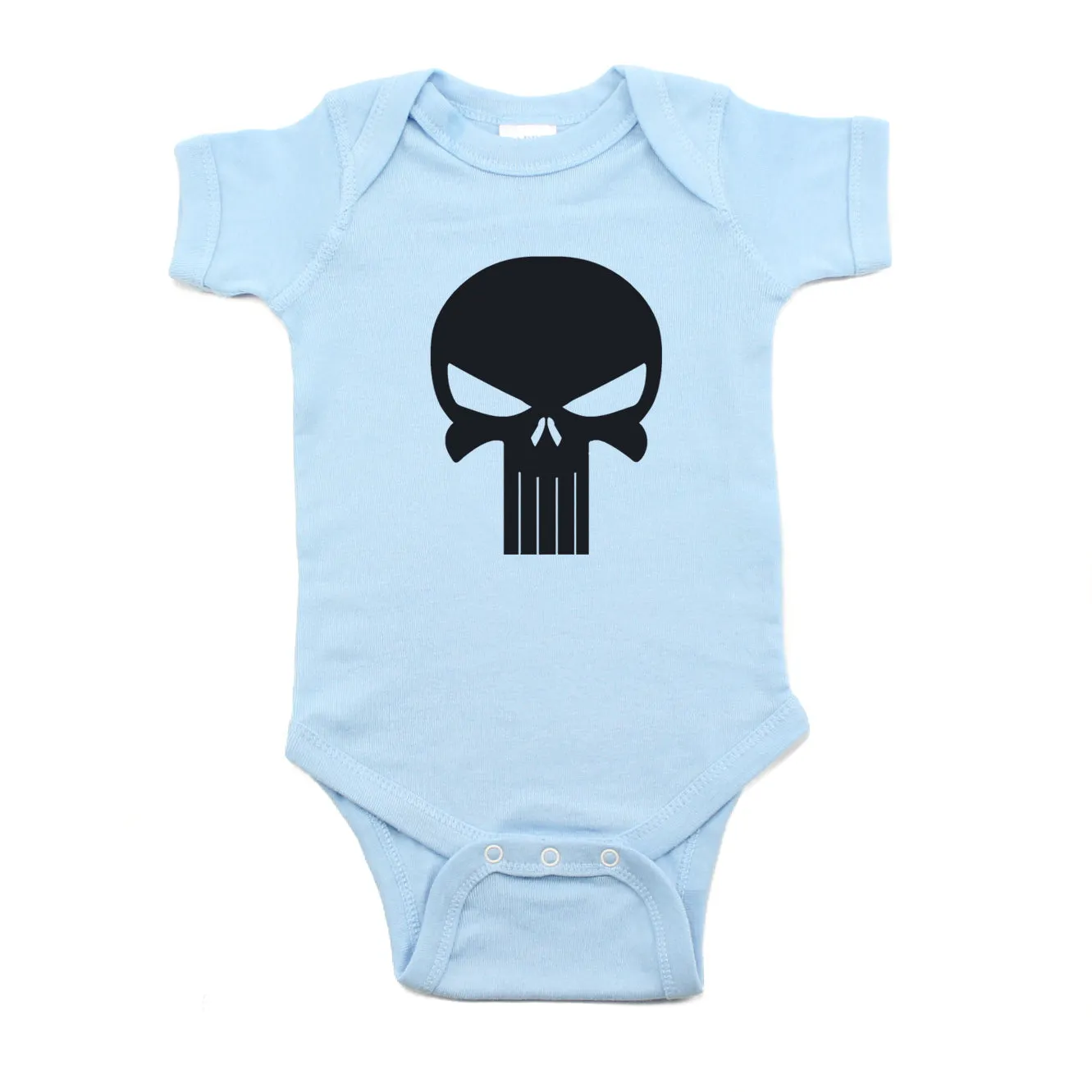 Black Punisher Skull Short Sleeve Baby Infant Bodysuit