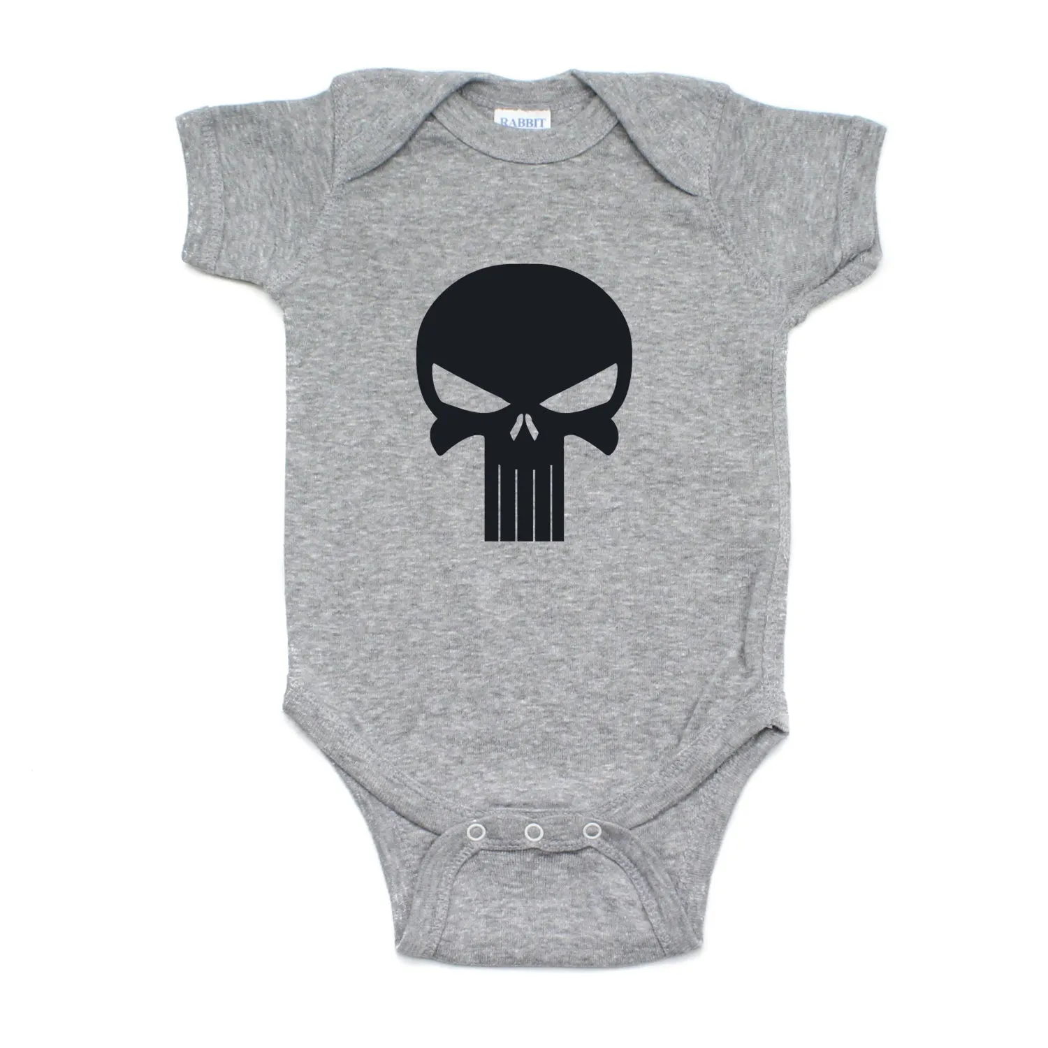 Black Punisher Skull Short Sleeve Baby Infant Bodysuit