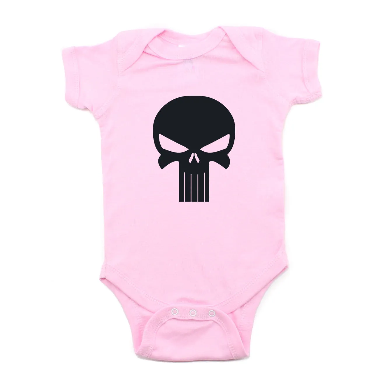 Black Punisher Skull Short Sleeve Baby Infant Bodysuit