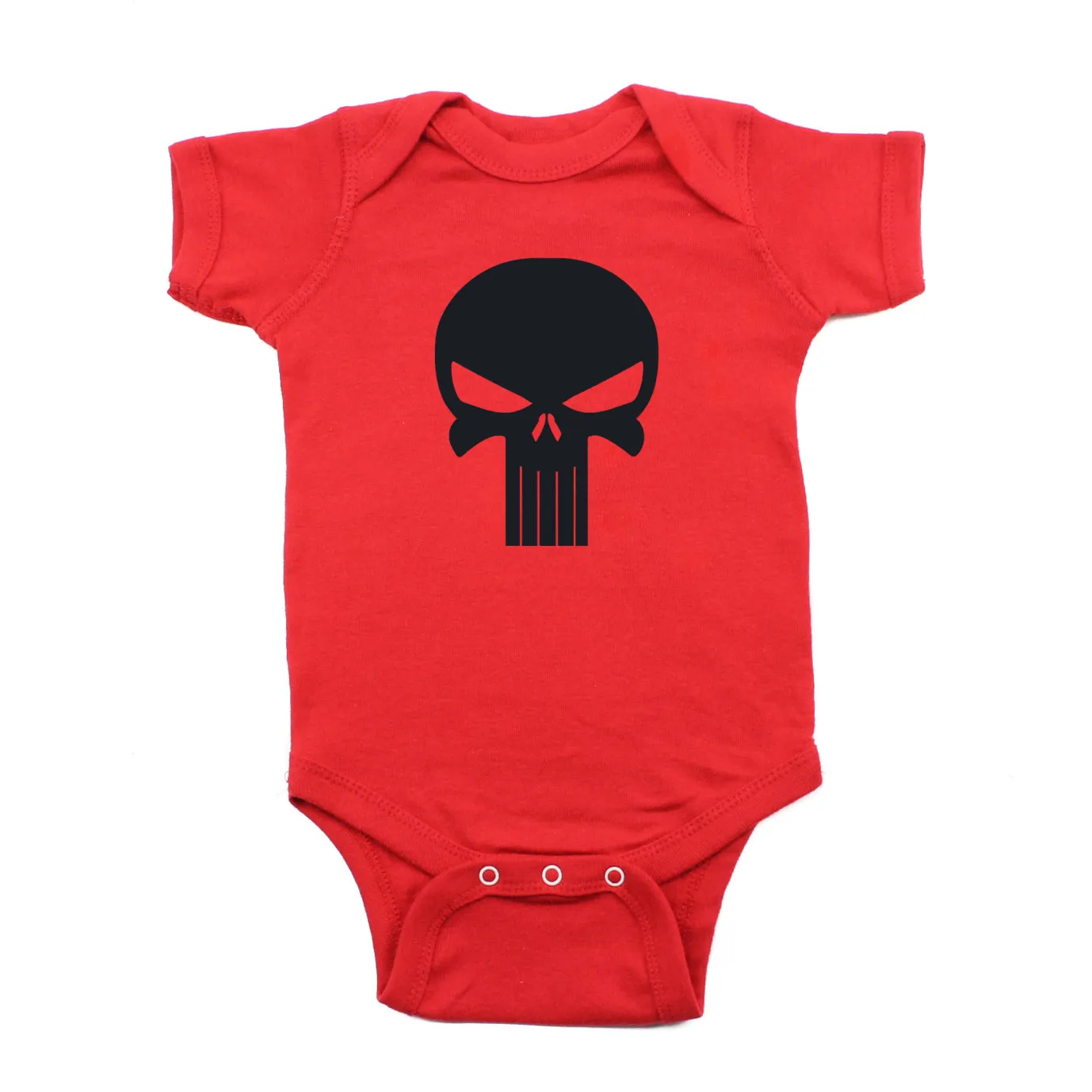 Black Punisher Skull Short Sleeve Baby Infant Bodysuit