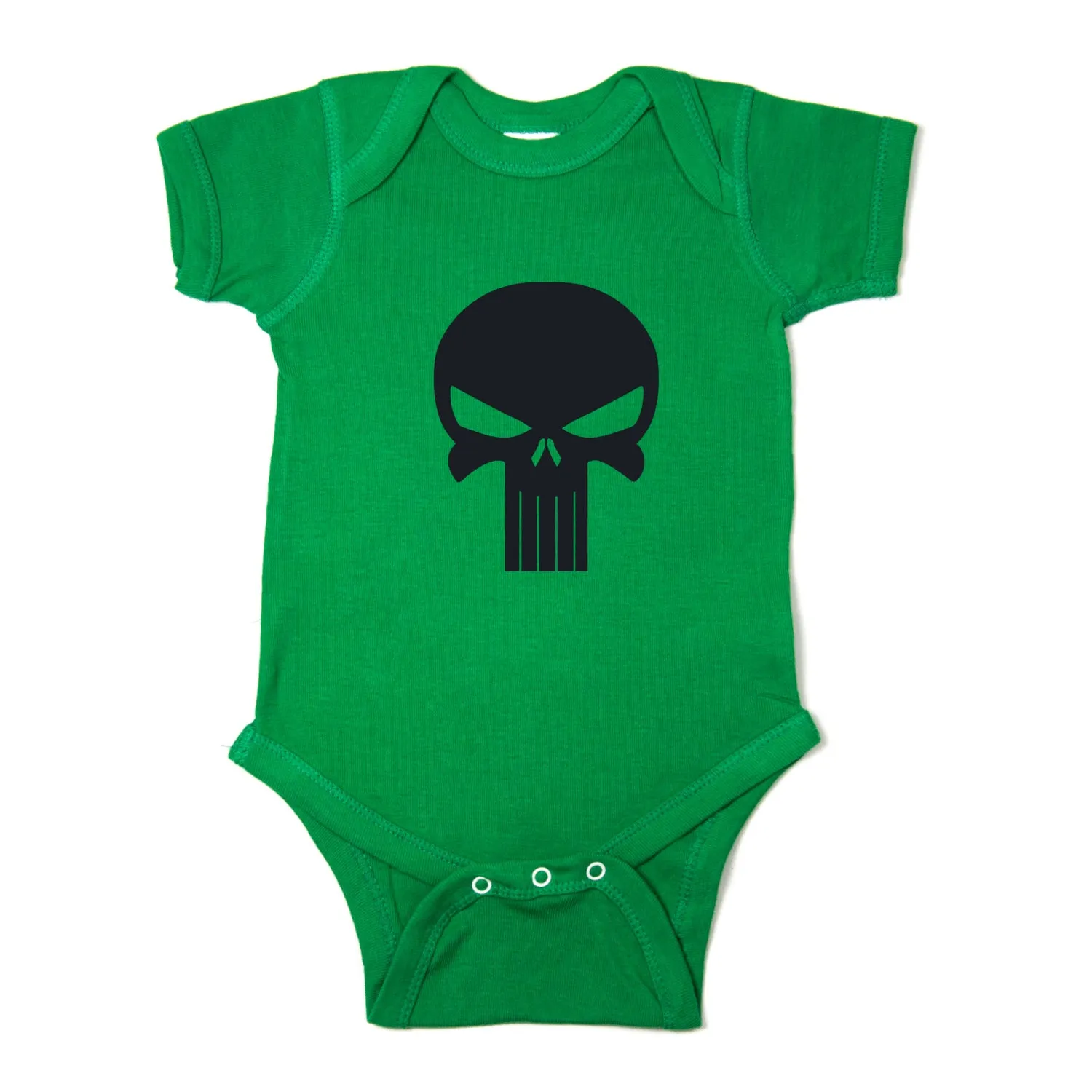 Black Punisher Skull Short Sleeve Baby Infant Bodysuit