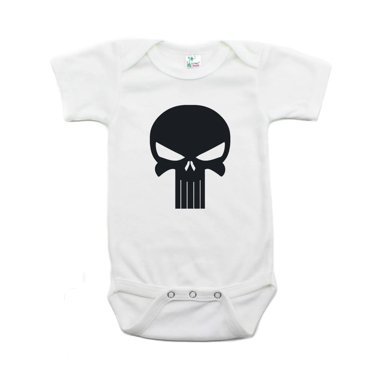 Black Punisher Skull Short Sleeve Baby Infant Bodysuit