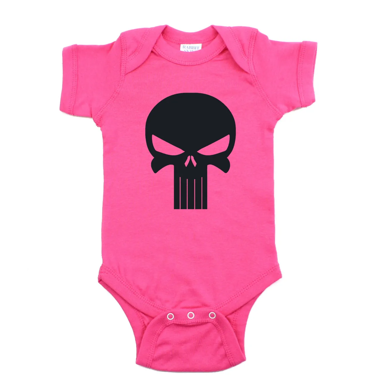 Black Punisher Skull Short Sleeve Baby Infant Bodysuit