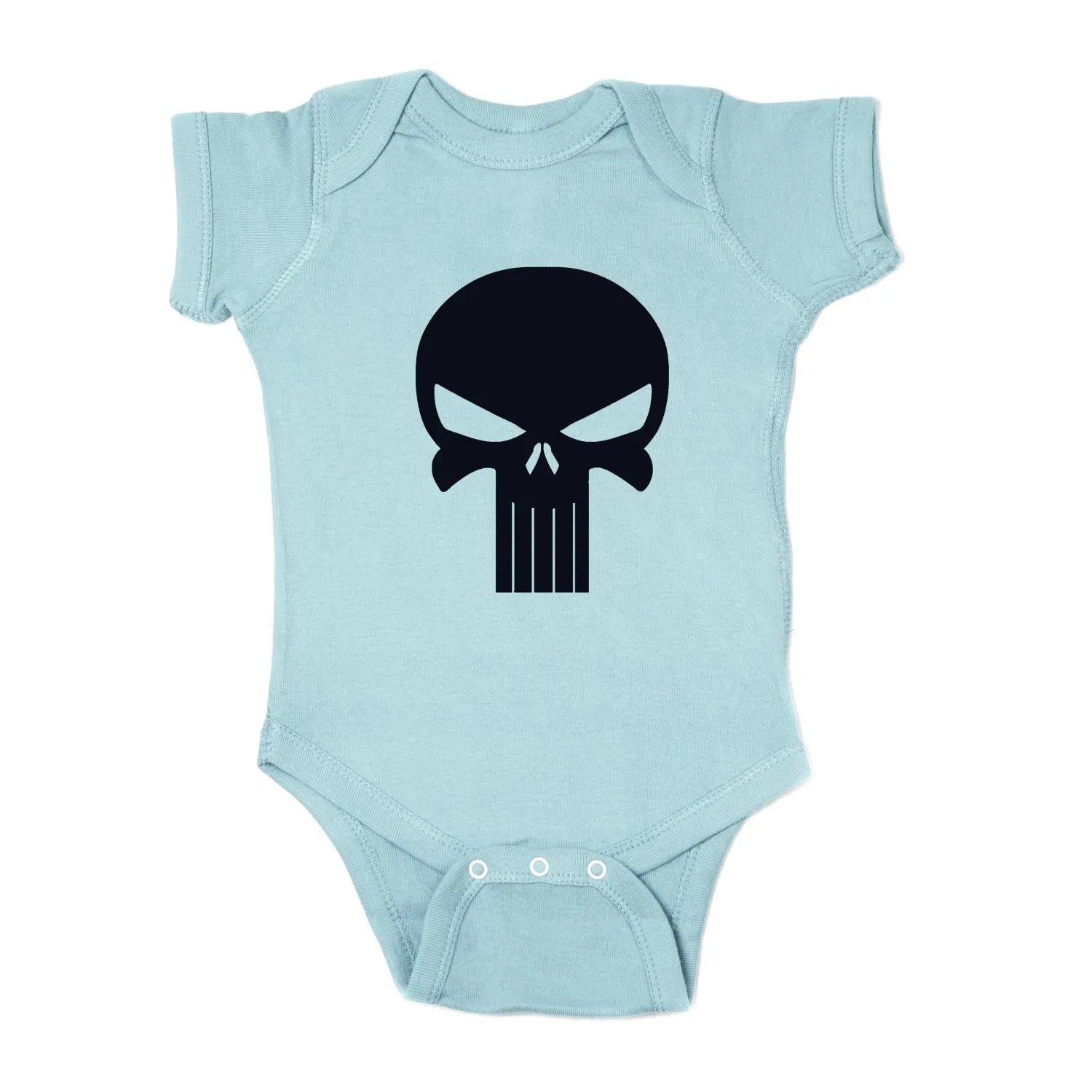 Black Punisher Skull Short Sleeve Baby Infant Bodysuit