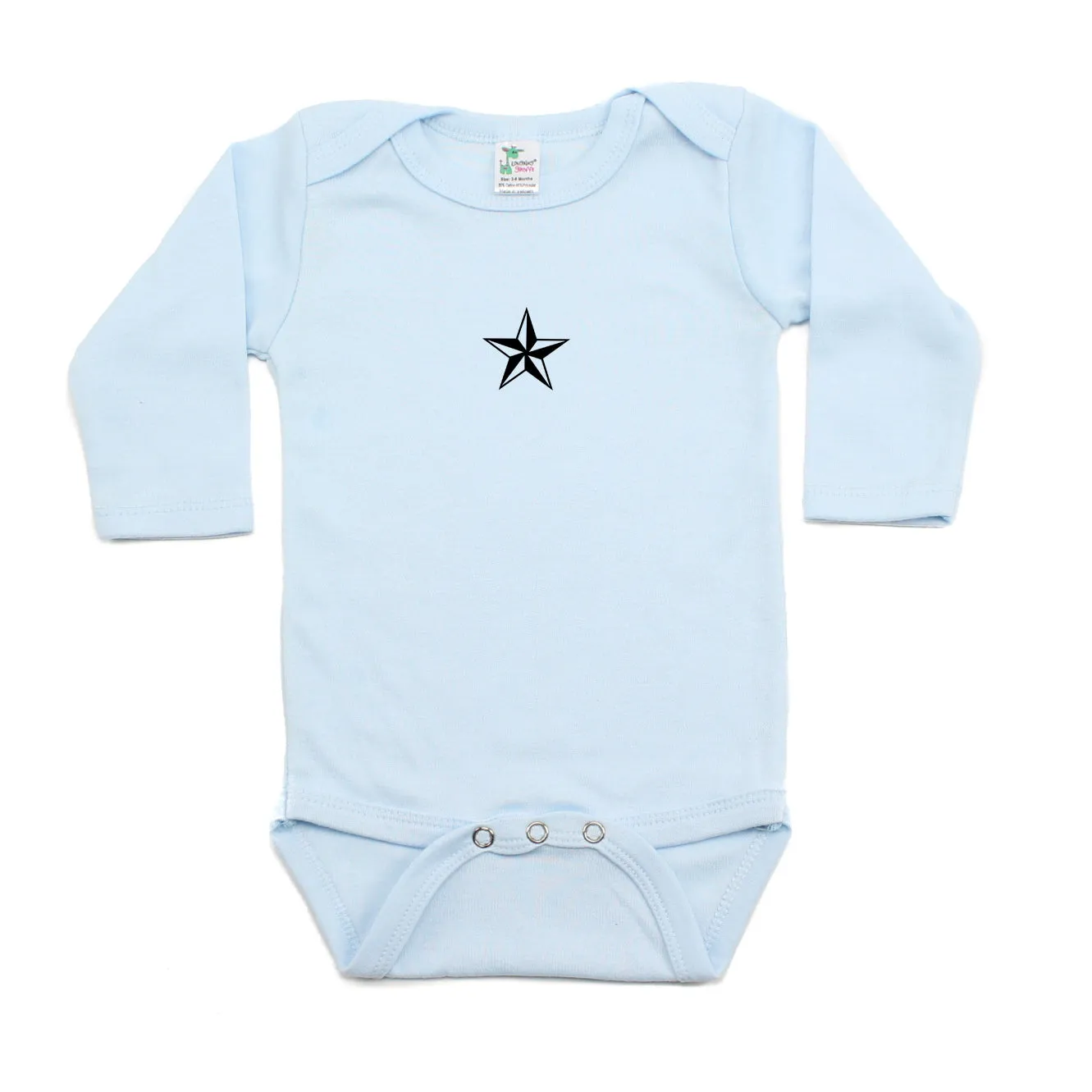 Black Rockstar Nautical Star Long Sleeve Baby Infant Bodysuit