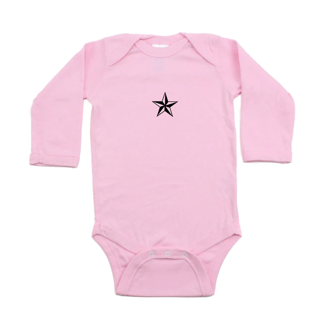 Black Rockstar Nautical Star Long Sleeve Baby Infant Bodysuit