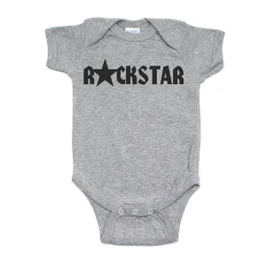 Black Rockstar Nautical Star Short Sleeve Baby Infant Bodysuit