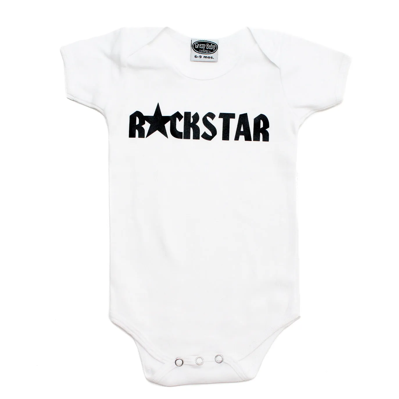 Black Rockstar Nautical Star Short Sleeve Baby Infant Bodysuit