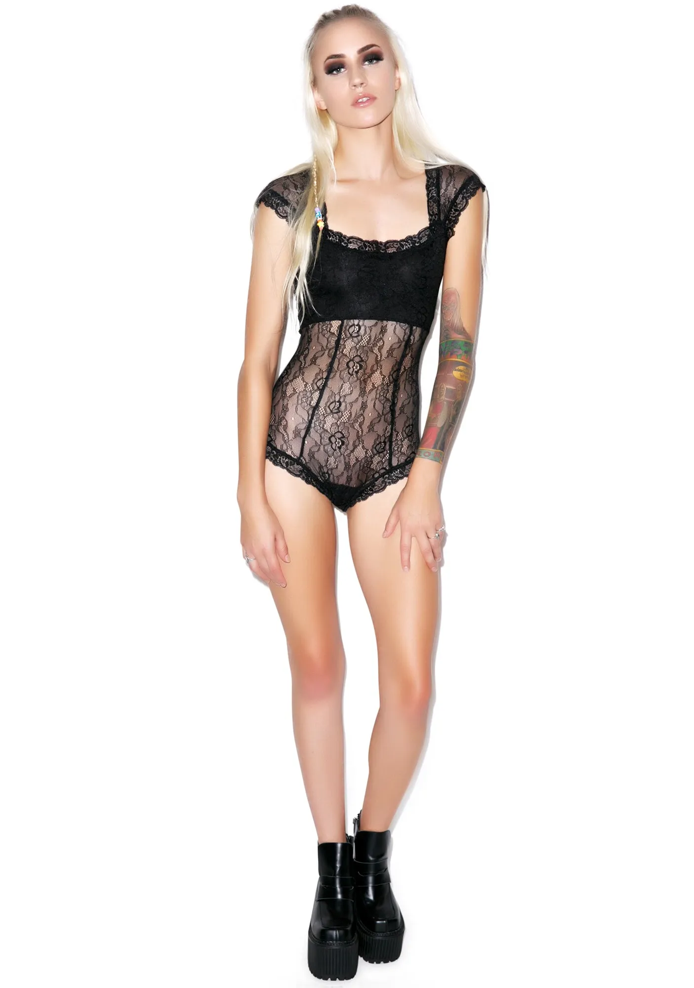 Black Romance Stretch Lace Bodysuit