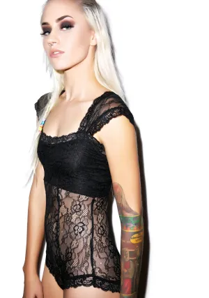 Black Romance Stretch Lace Bodysuit