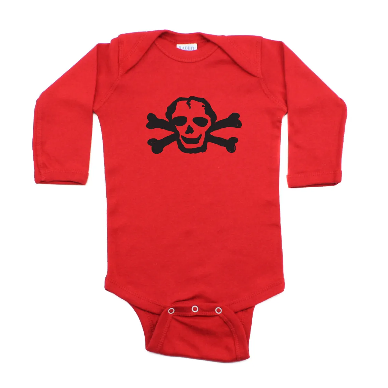 Black Scribble Skull Long Sleeve Cotton One Piece Baby Bodysuit