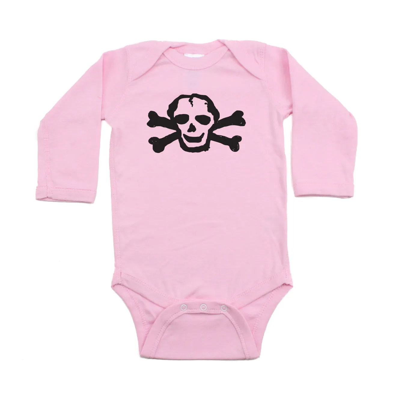 Black Scribble Skull Long Sleeve Cotton One Piece Baby Bodysuit
