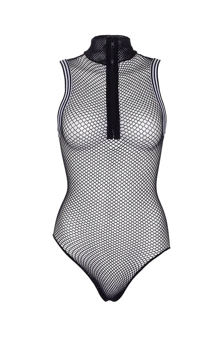 Black zip up fishnet bodysuit - Run For It