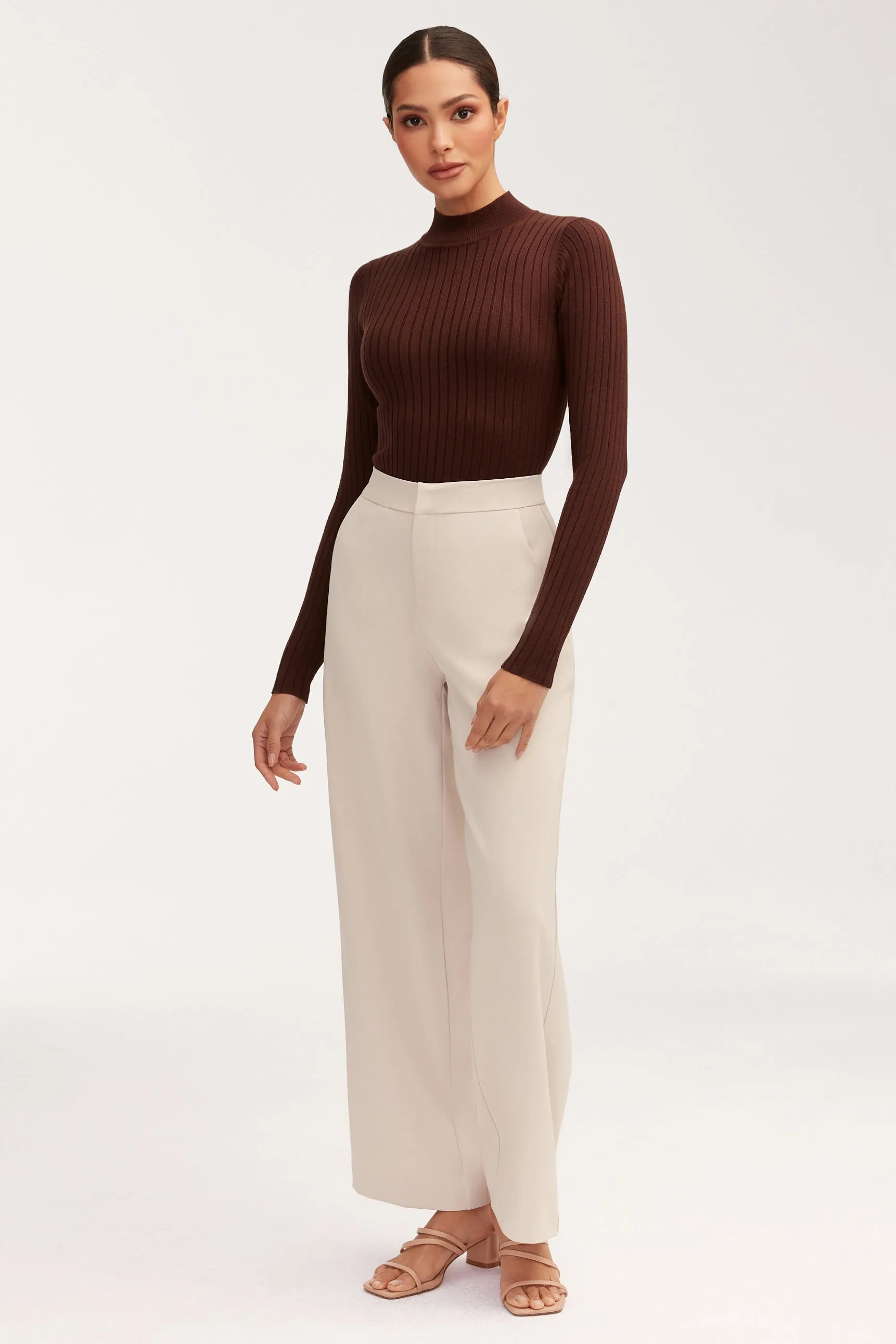 Blair Ribbed Knit Bodysuit - Dark Brown