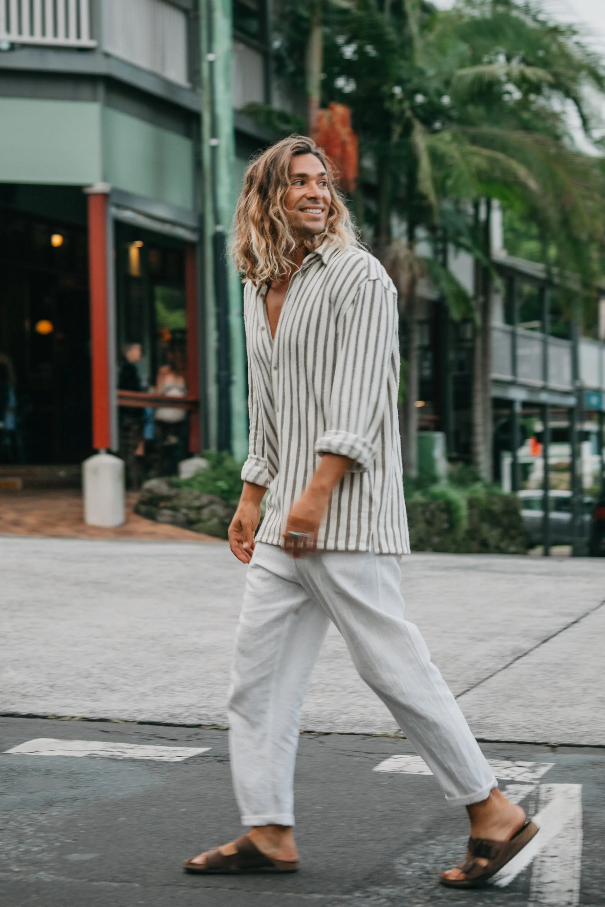 Blair - Stripe Textured Long Sleeve Shirt - Grey