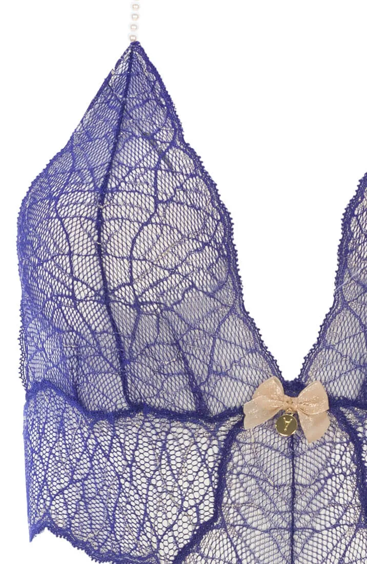 Blue bodysuit with double pearl string - Sydney Body Double