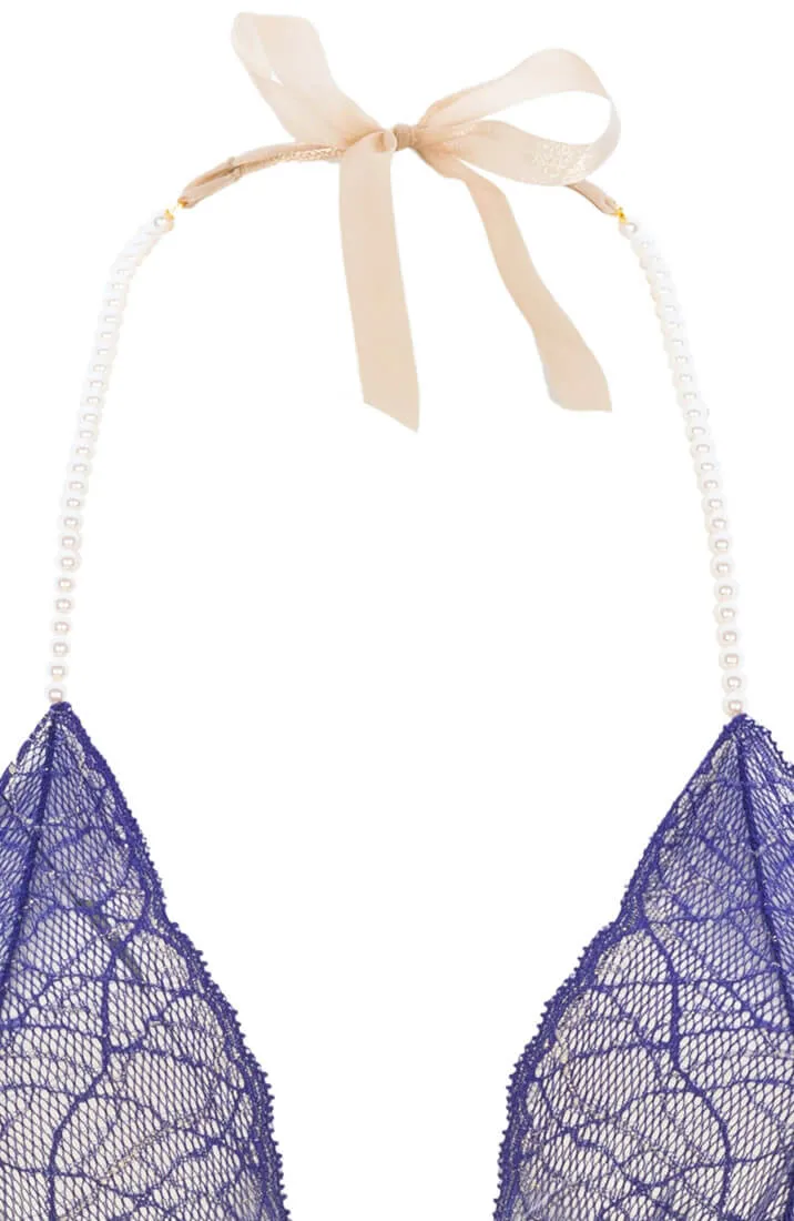 Blue bodysuit with double pearl string - Sydney Body Double