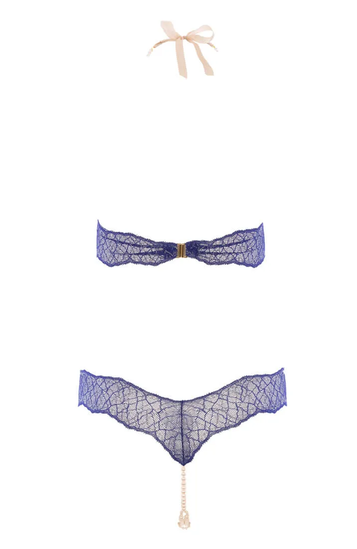 Blue bodysuit with double pearl string - Sydney Body Double