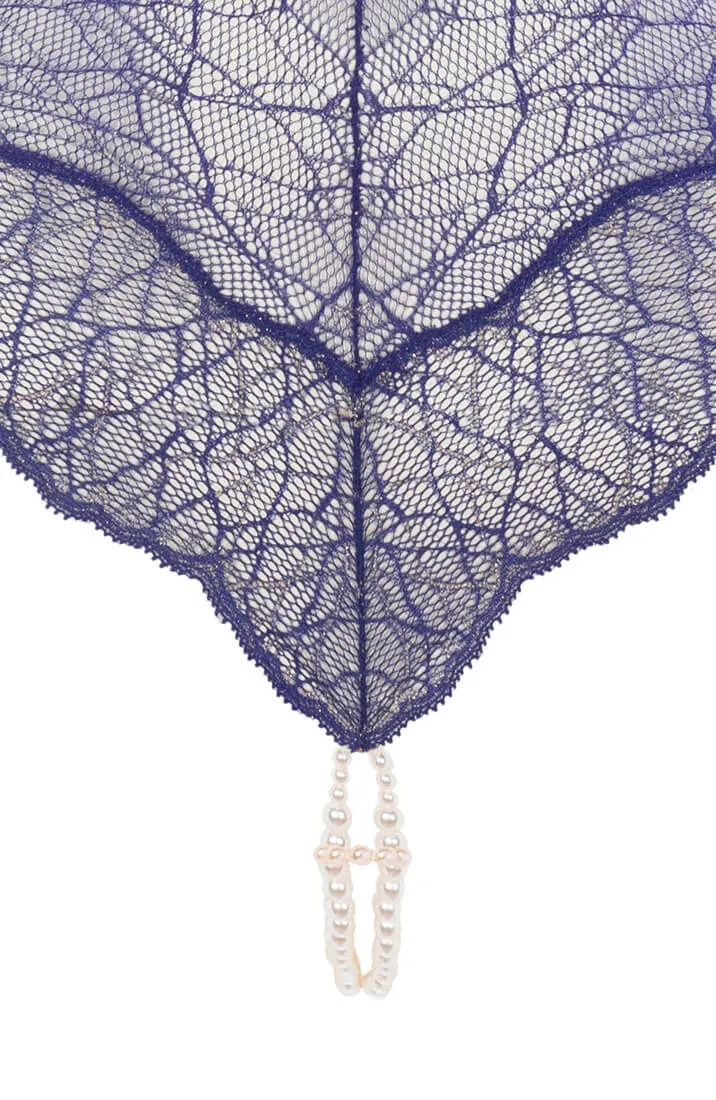 Blue bodysuit with double pearl string - Sydney Body Double