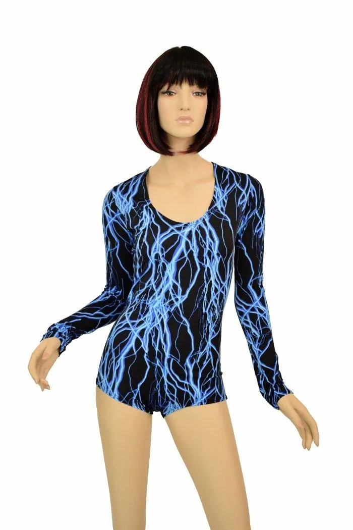 Blue Lightning Long Sleeve Romper