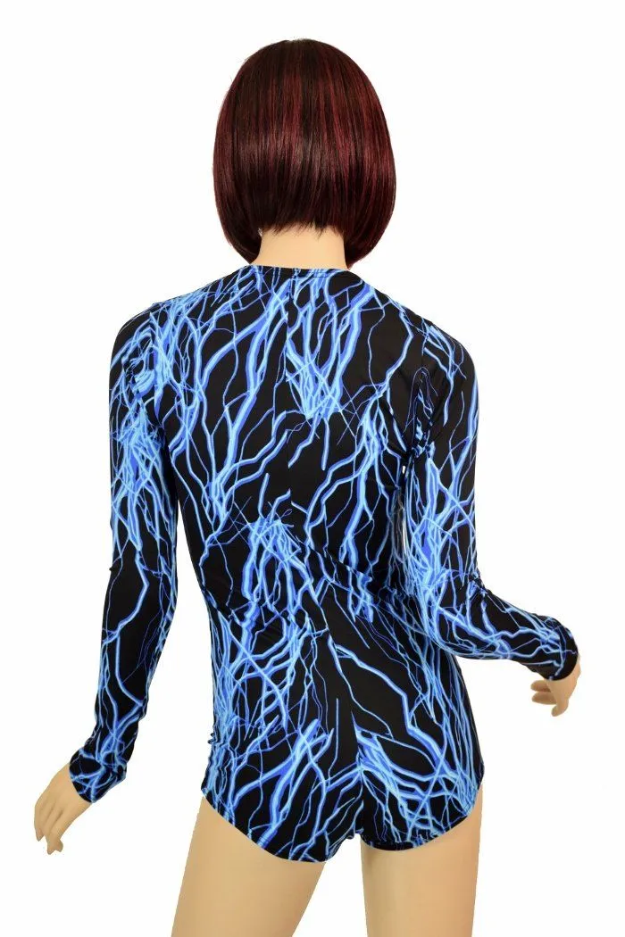 Blue Lightning Long Sleeve Romper