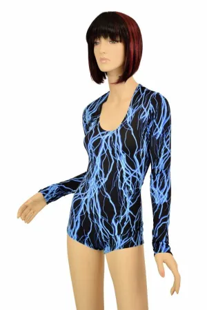 Blue Lightning Long Sleeve Romper