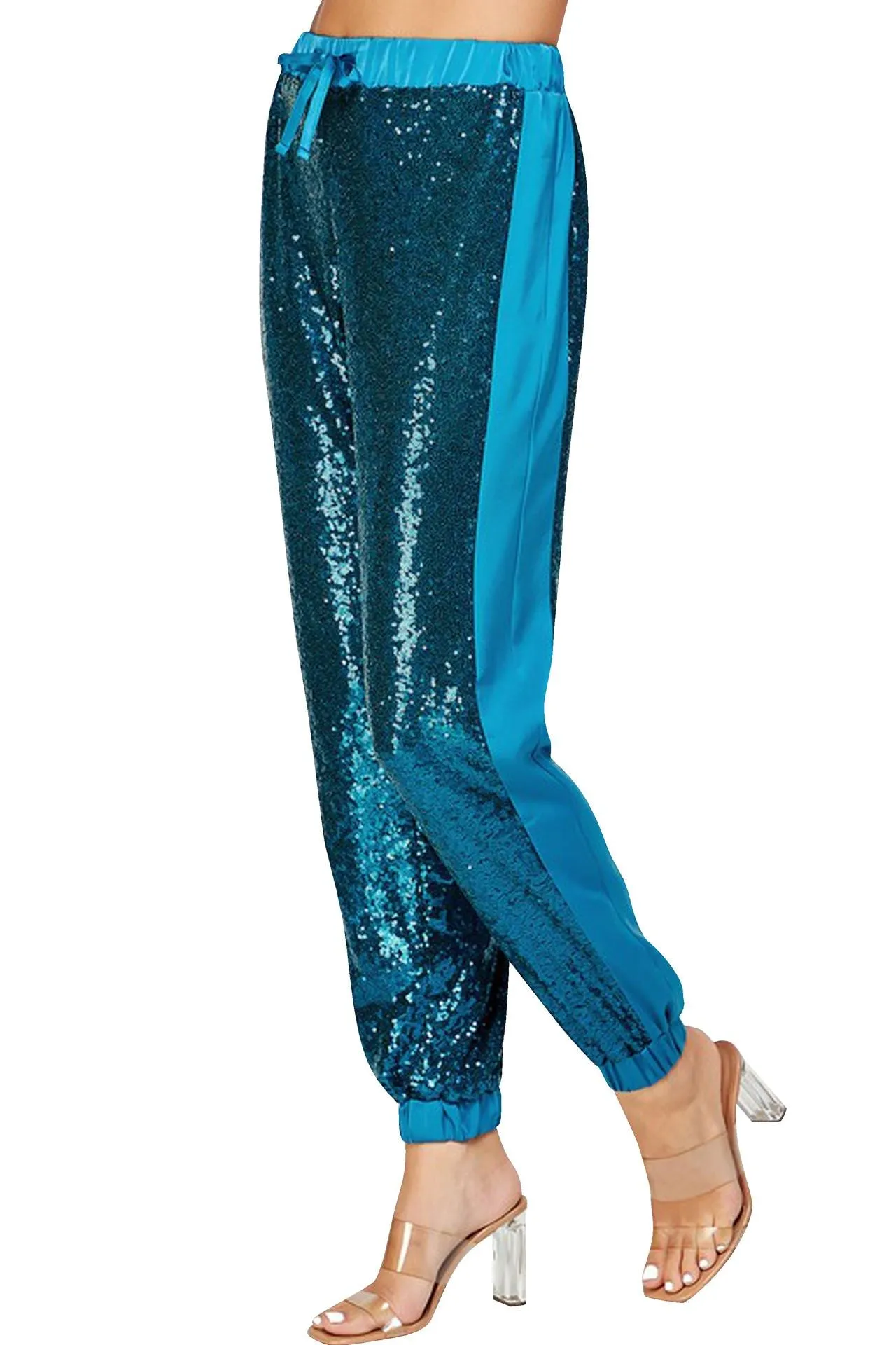 Blue Sequin Jogger pants