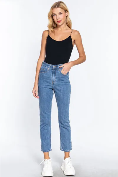 Blue Zone Planet |  ACTIVE BASIC Ribbed Round Neck Seamless Cami Bodysuit