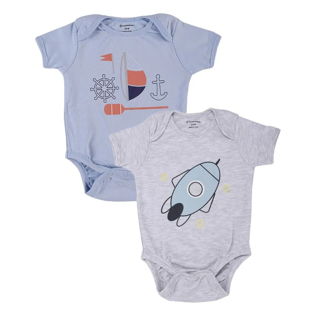 Bodysuit 2Pc Pack - Boys - Grey/Baby Blue
