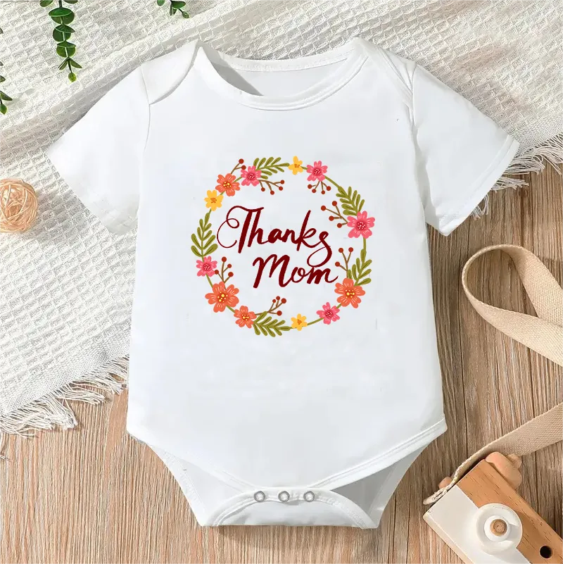 Bodysuit for Newborn Infant Jumpsuit Boys Girls Letter Print Short Sleeves Romper