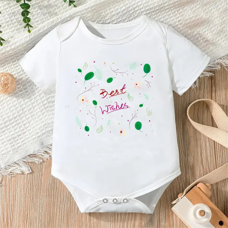 Bodysuit for Newborn Infant Jumpsuit Boys Girls Letter Print Short Sleeves Romper